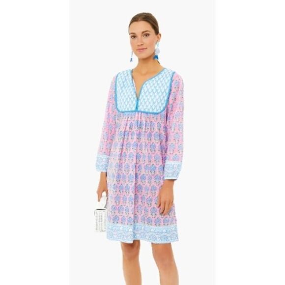 SZ Blockprints Eva Pink Pineapple Jaipur Dress NWT Sz. S - Picture 1 of 9